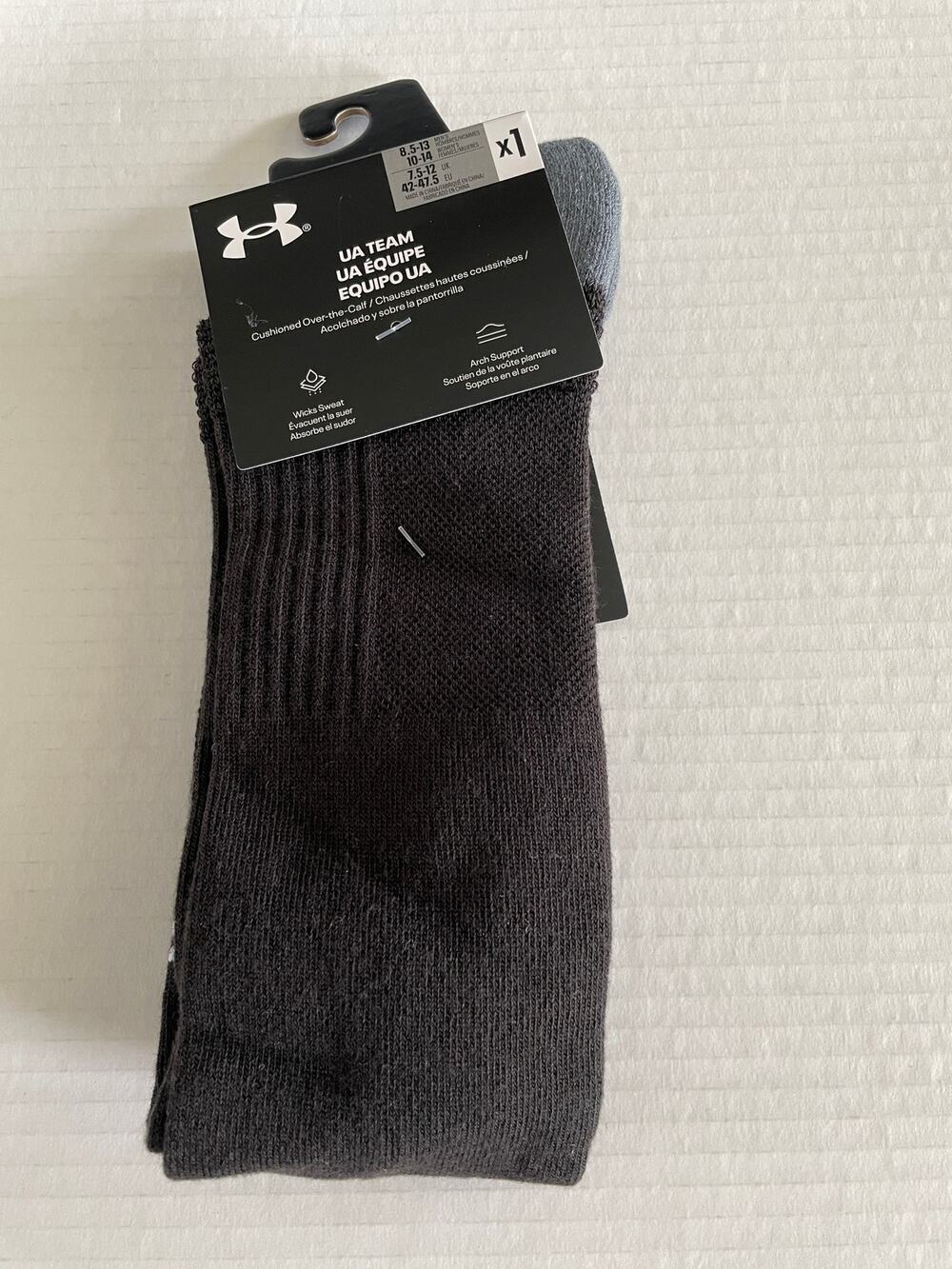 Men's Under Armour Black Training Crew Socks Size L NEW